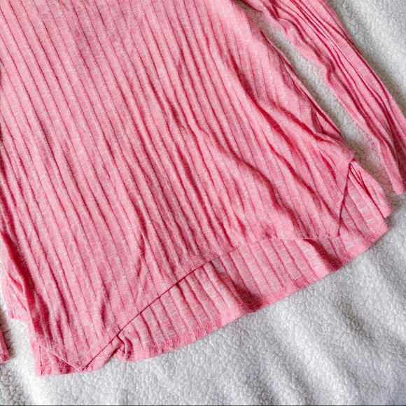 Pink Asymmetrical Lace Long Sleeve Tunic Top - Picture 3 of 6